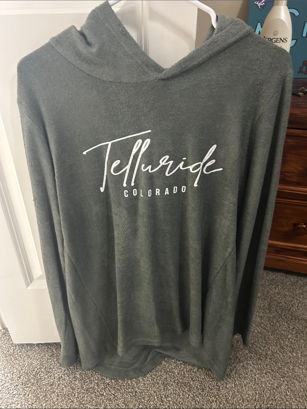 Telluride Colorado Hooded Pullover Sweatshirt - Olive Green